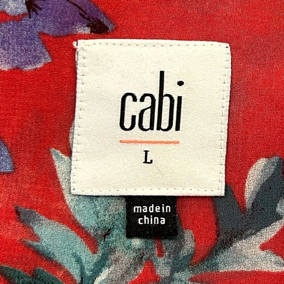 Sold~Cabi Devoted Blouse Red Floral Bell Sleeves Multi Color Layered Top, Size L - Picture 7 of 9